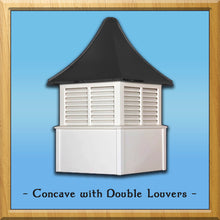 Load image into Gallery viewer, Concave with Double Louvers Style Cupola 48”w x 85”h
