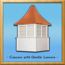 Load image into Gallery viewer, Concave with Double Louvers Style Cupola 32”w x 61”h
