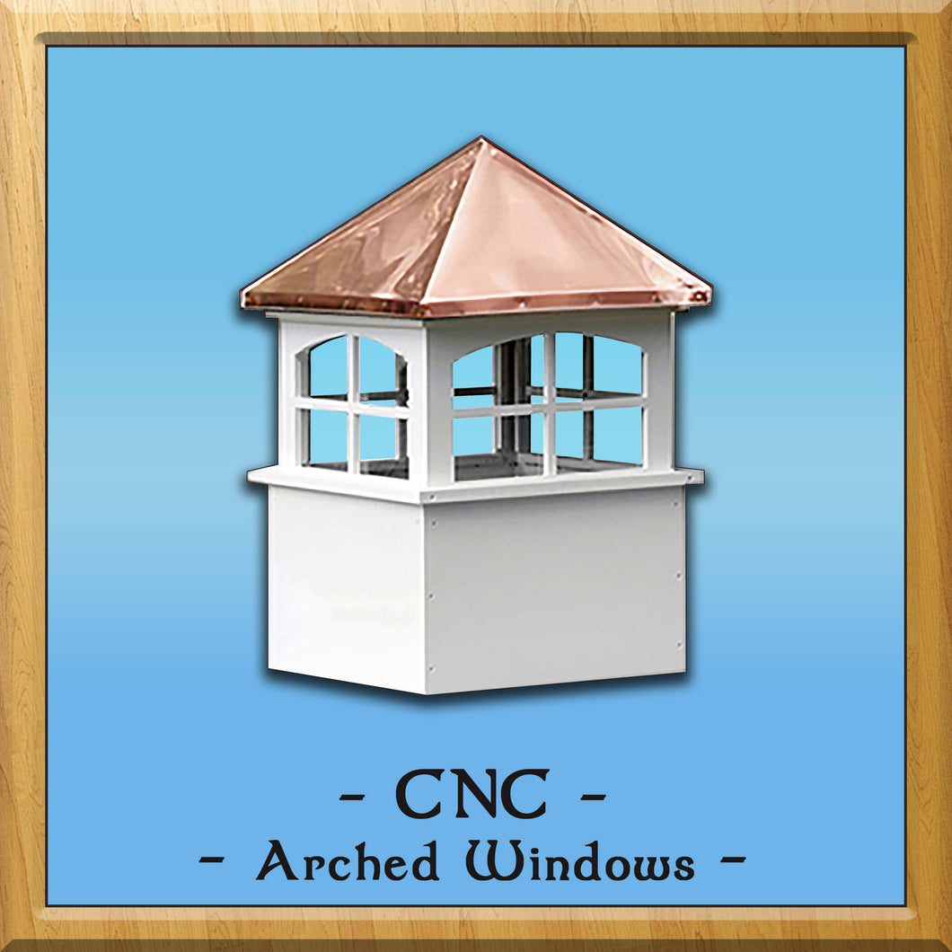 Vinyl Straight Roof CNC Window Style Cupola 24”w x 45”h