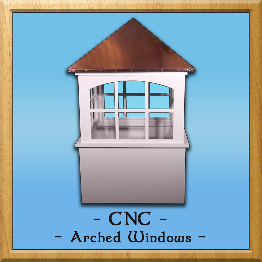 Vinyl Straight Roof CNC Window Style Cupola 48”w x 72”h